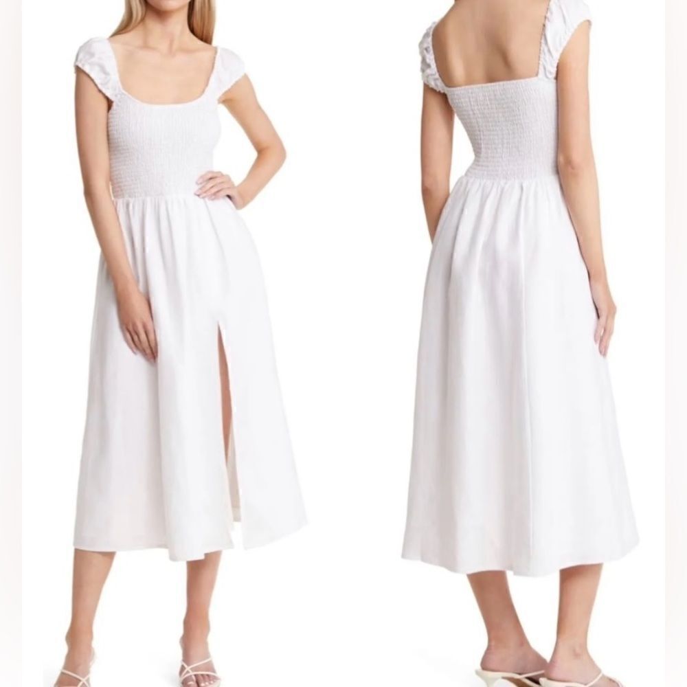 Reformation Tavi Linen Dress Short Sleeve Size Medium NWT
